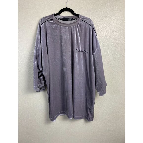 Southpole Y2K Mens Gray Velour Long Sleeve Shirt size 5XL‎ baggy Hip hop Hippie - Picture 1 of 15